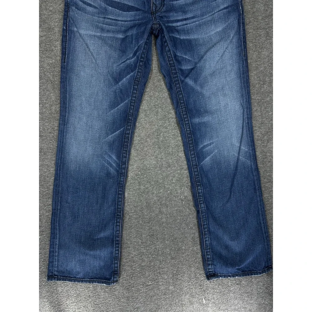 True Religion Jeans Mens 34x34 Ricky Big T Thick Stitch Flap Pocket whiskers USA